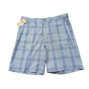 Haggar Men's Blue White Classic-Fit Plaid Cool 18 Performance Shorts Size 40 NWT